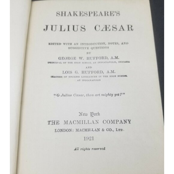 Shakespeare's Julius Caesar 1921 Hardcover Book w Notes Original Copyright 1900 - Picture 8 of 12